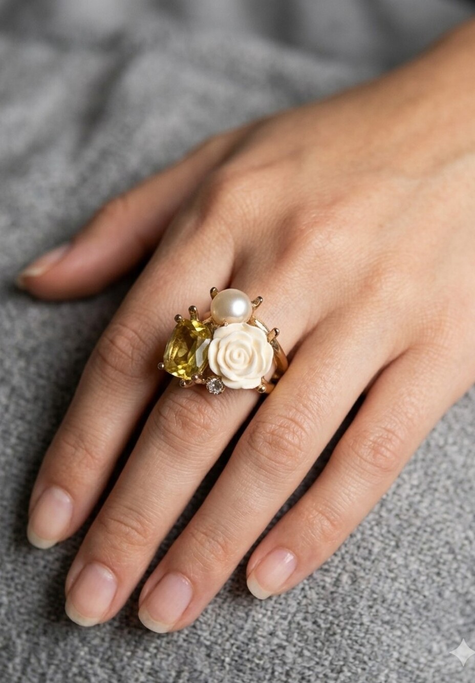FLORAL COCKTAIL RING SIZE 7.5 - Picture 7 of 7